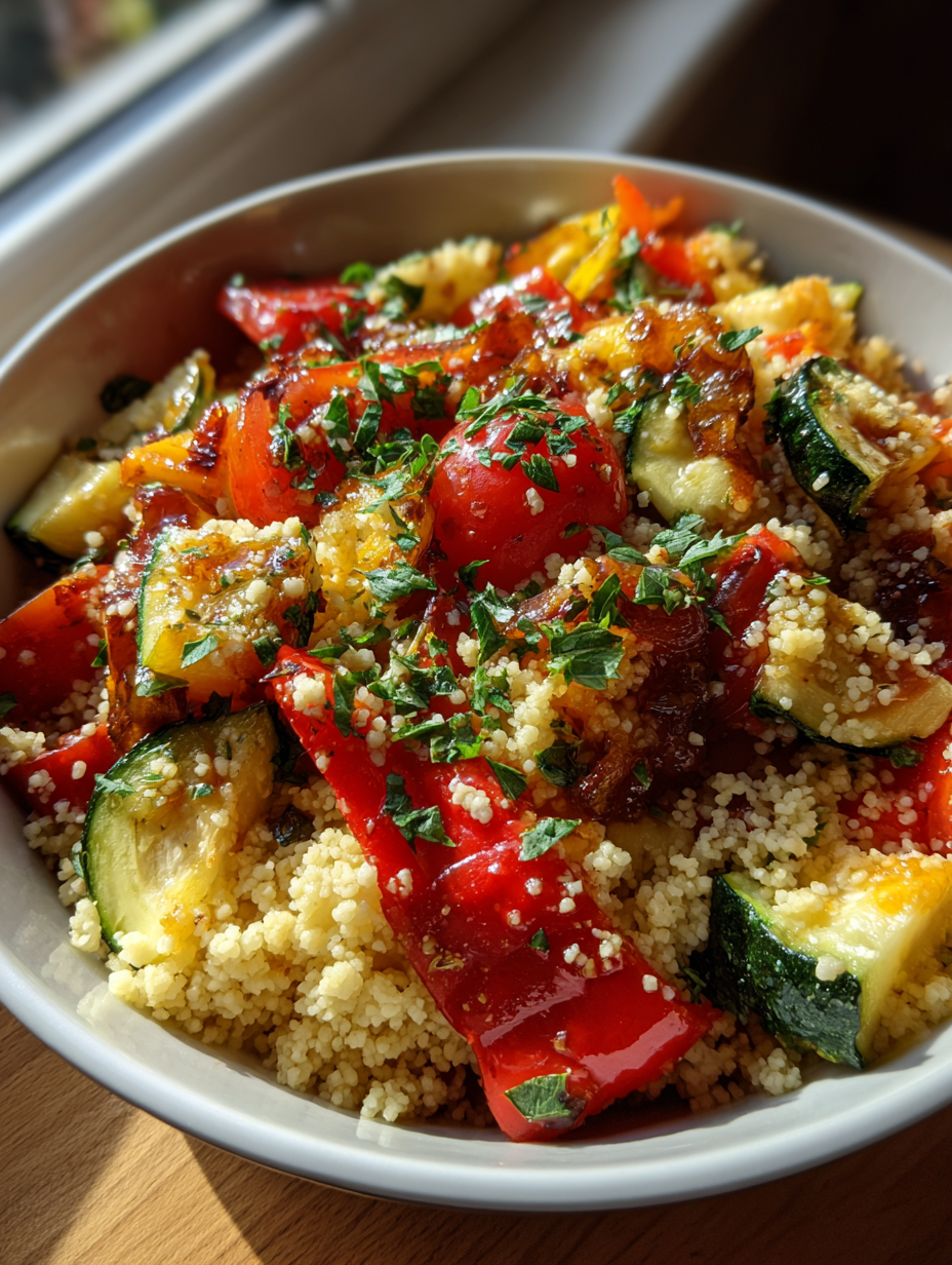 Couscous-Salat mit geröstetem Gemüse: Einfaches Rezept für couscous salat rezept