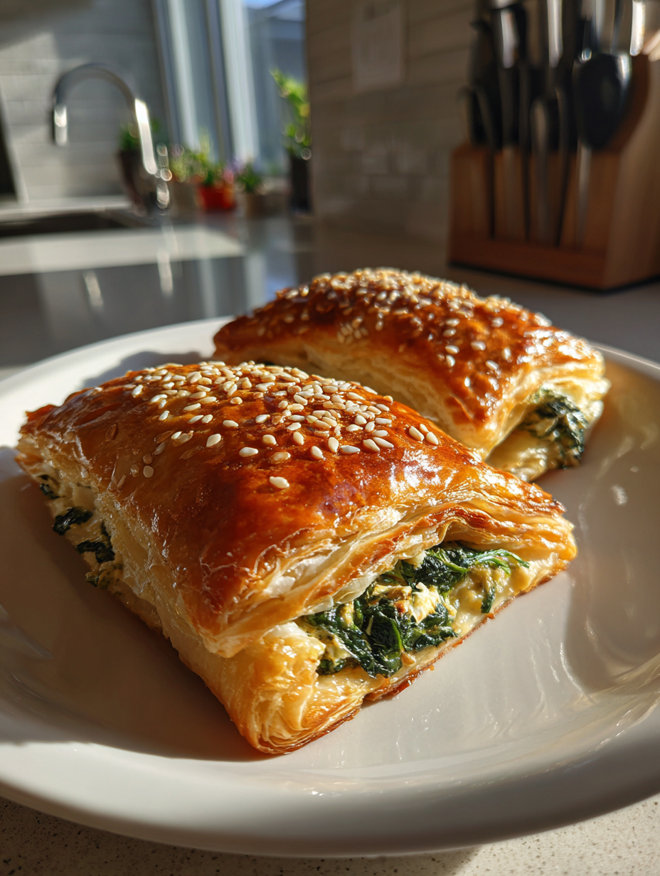 Herzhafte Blätterteigtaschen mit Spinat und Feta: schnelles rezept mit blätterteig herzhaft