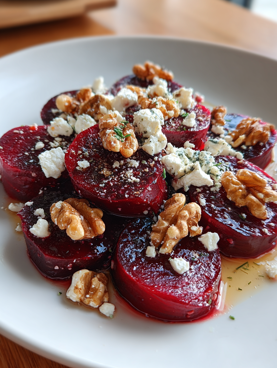 Leckeres Rezept Rote Bete Salat mit Feta und Walnüssen — rezept rote bete salat