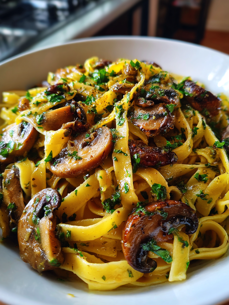Schnelle Champignon-Pasta mit frischer Petersilie: schnelle rezepte mit frischen champignons