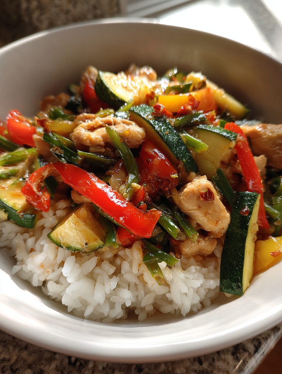 Schnelle Gemüsepfanne mit Hähnchen und Reis: Schnell Abendessen Rezepte — schnell abendessen rezepte