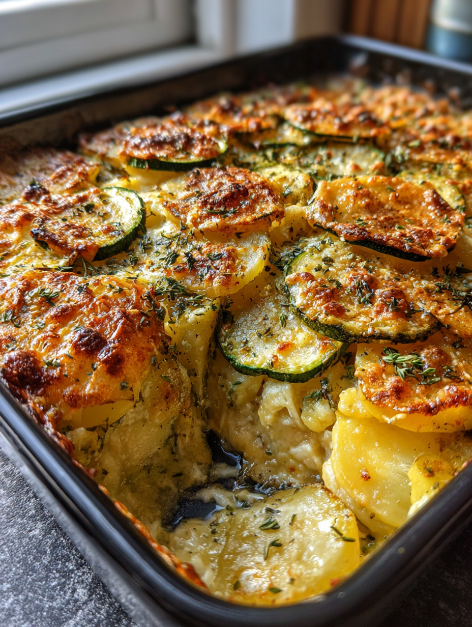 Delicious Zucchini-Kartoffel-Gratin mit Kräuter-Topping: kartoffel mit zucchini rezepte