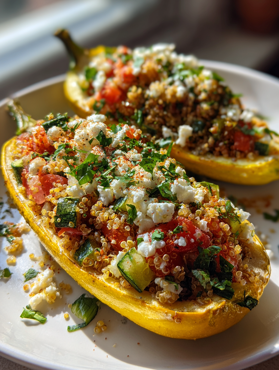 Delicious gefüllte gelbe Zucchini mit Quinoa und Feta Rezepten — gelbe zucchini rezepte
