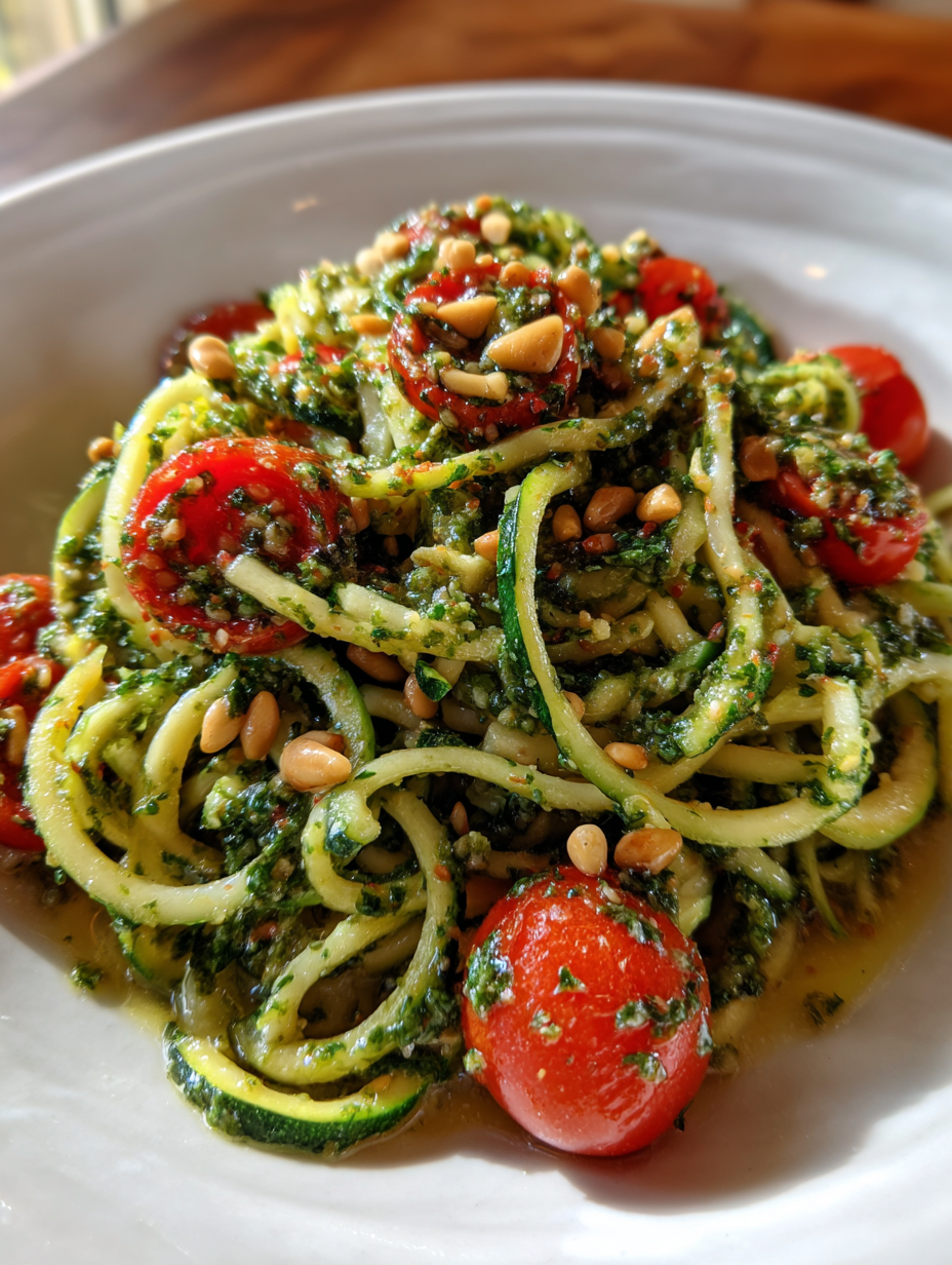 Zucchini-Nudeln mit Pesto und Kirschtomaten: schnelle rezepte zucchini