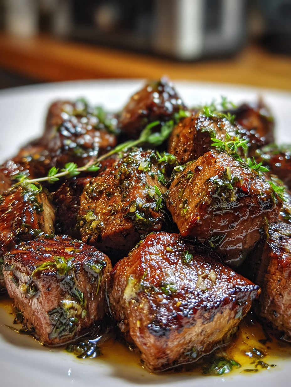 Airfryer Knoblauchbutter Steak Bites: Einfach köstlich und zart