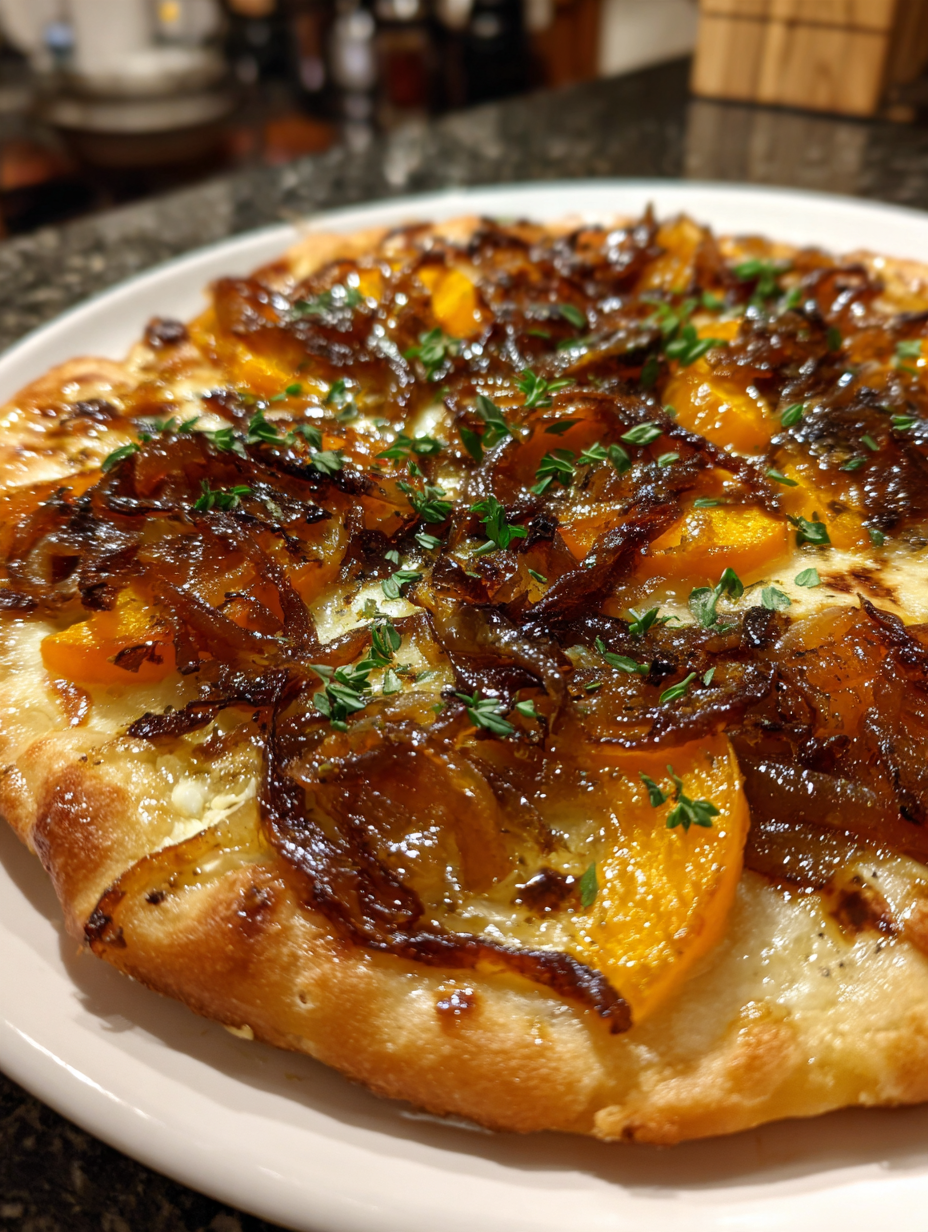 Karamellisierte Zwiebel-Kürbis-Flammkuchen: Ein einfaches Genussrezept