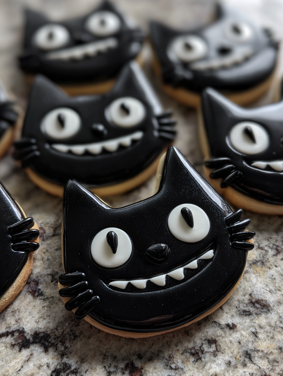 Schwarze-Katze-Zuckerkekse für Halloween: Einfache und leckere Kekse